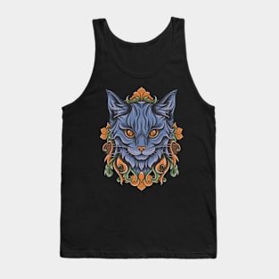 Enchanting Gothic Halloween Cat - Spooky Kitty Art Tank Top